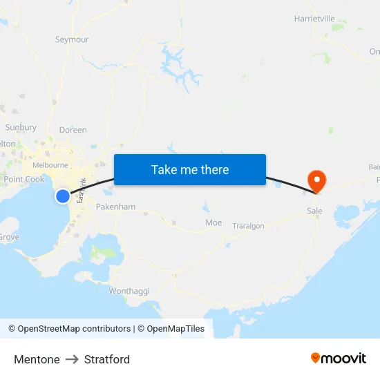 Mentone to Stratford map