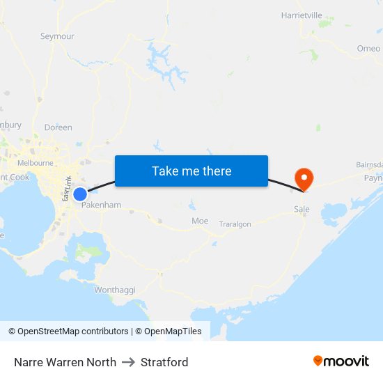 Narre Warren North to Stratford map