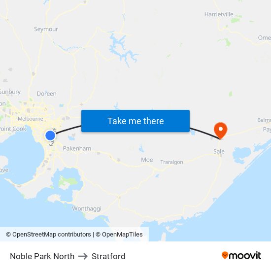 Noble Park North to Stratford map