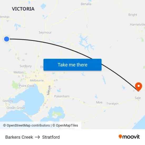 Barkers Creek to Stratford map