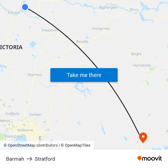 Barmah to Stratford map
