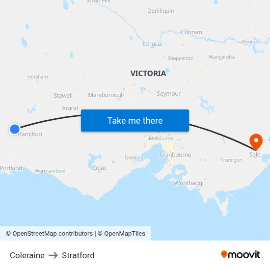 Coleraine to Stratford map
