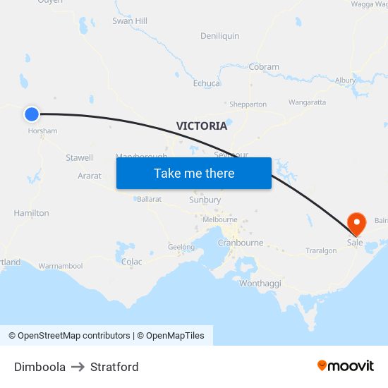 Dimboola to Stratford map