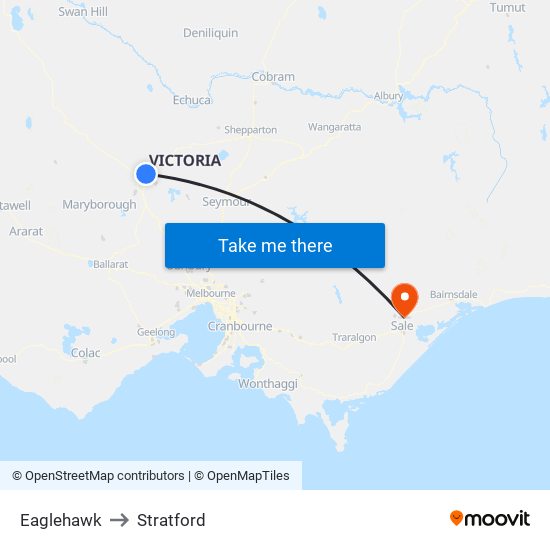 Eaglehawk to Stratford map