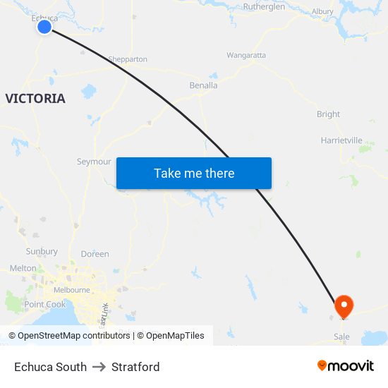 Echuca South to Stratford map