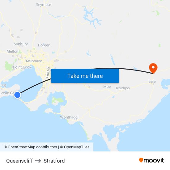 Queenscliff to Stratford map