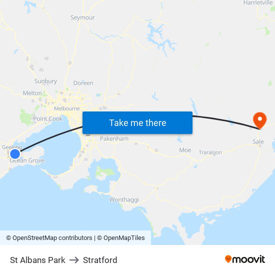 St Albans Park to Stratford map