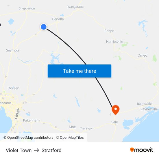 Violet Town to Stratford map