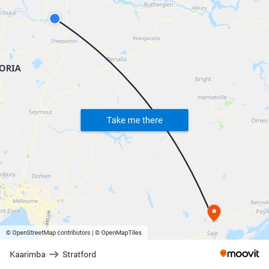 Kaarimba to Stratford map