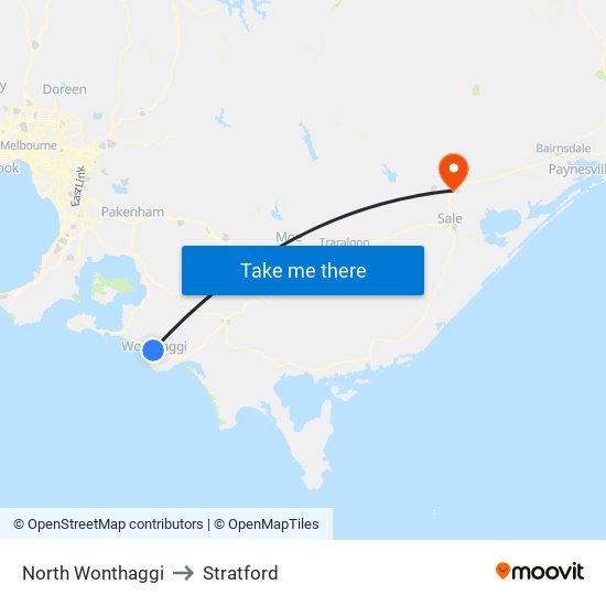 North Wonthaggi to Stratford map
