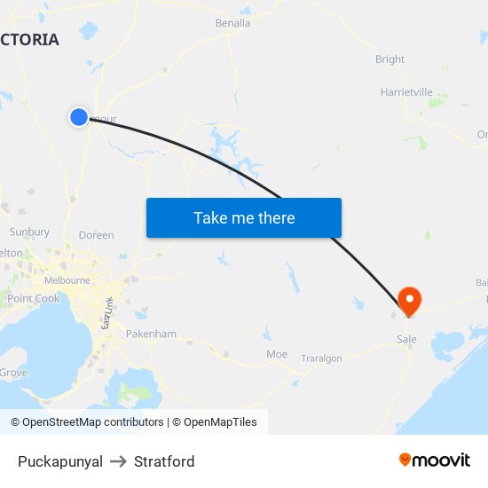 Puckapunyal to Stratford map