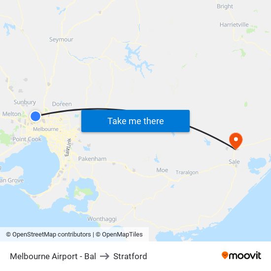 Melbourne Airport - Bal to Stratford map