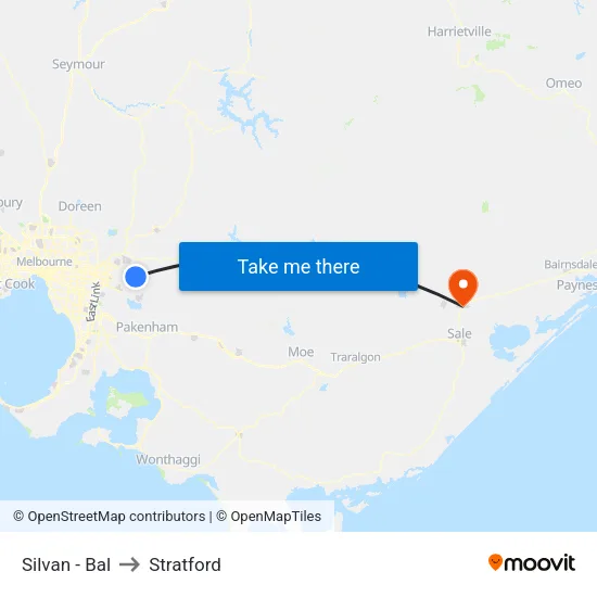 Silvan - Bal to Stratford map