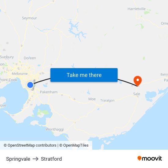 Springvale to Stratford map