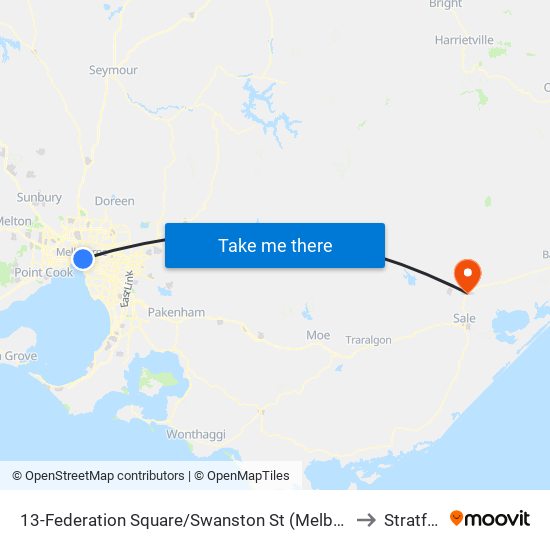 13-Federation Square/Swanston St (Melbourne City) to Stratford map