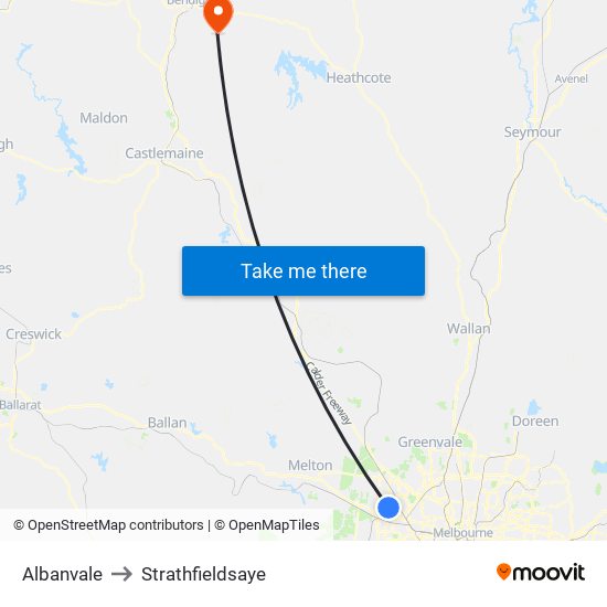 Albanvale to Strathfieldsaye map