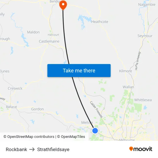 Rockbank to Strathfieldsaye map