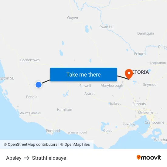 Apsley to Strathfieldsaye map