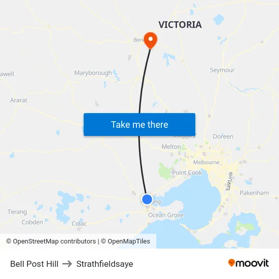 Bell Post Hill to Strathfieldsaye map