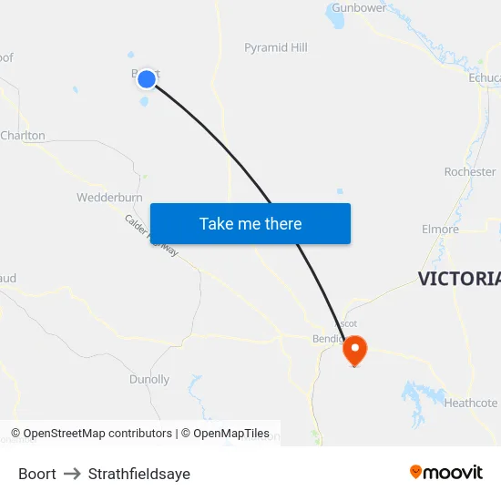 Boort to Strathfieldsaye map