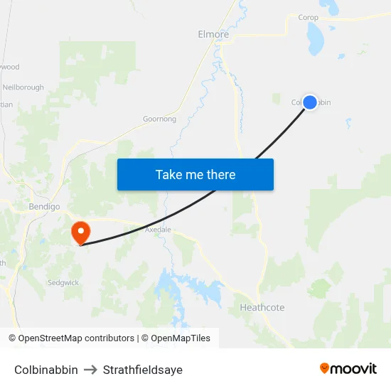 Colbinabbin to Strathfieldsaye map