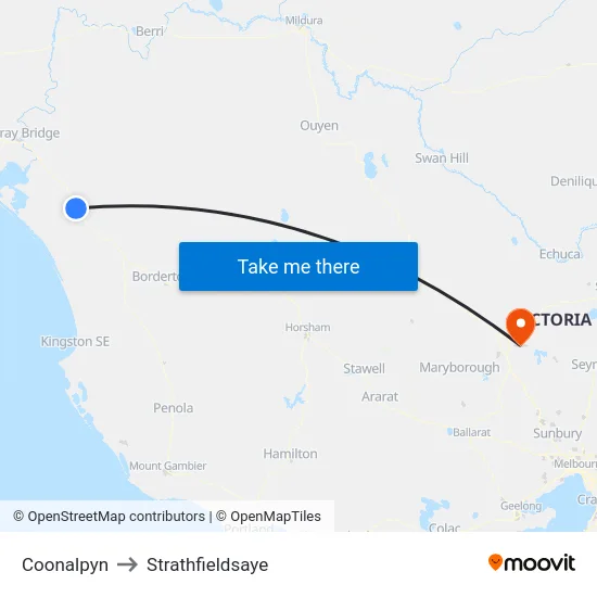 Coonalpyn to Strathfieldsaye map