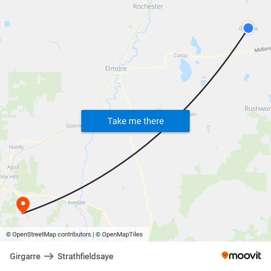 Girgarre to Strathfieldsaye map
