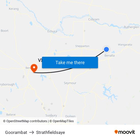 Goorambat to Strathfieldsaye map