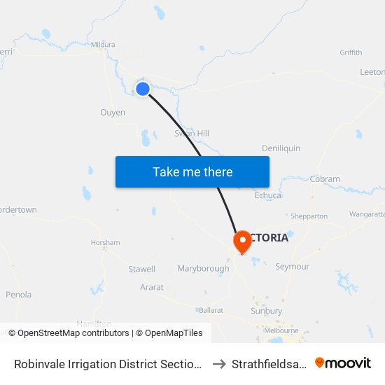 Robinvale Irrigation District Section B to Strathfieldsaye map