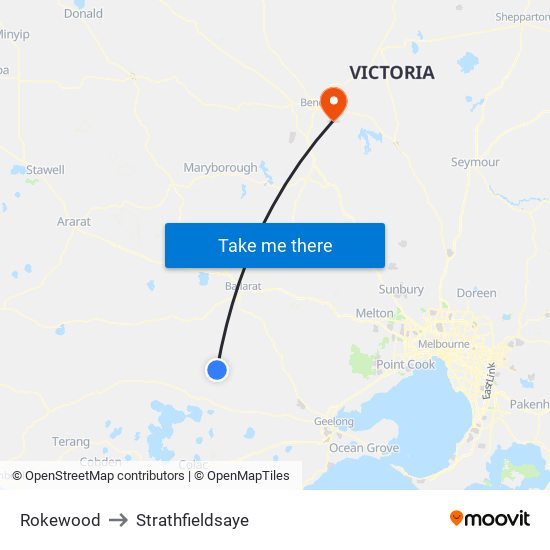 Rokewood to Strathfieldsaye map