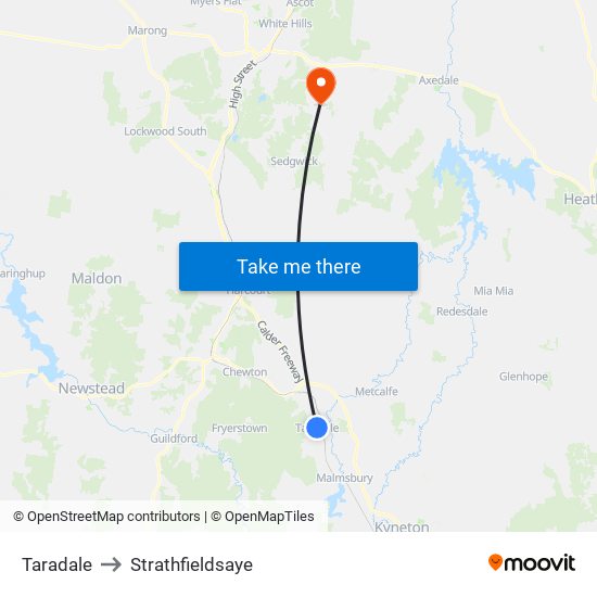 Taradale to Strathfieldsaye map