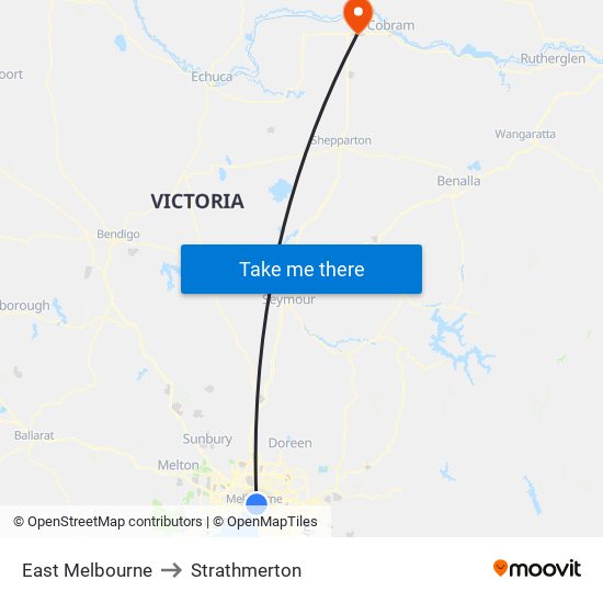 East Melbourne to Strathmerton map