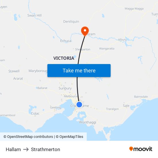 Hallam to Strathmerton map