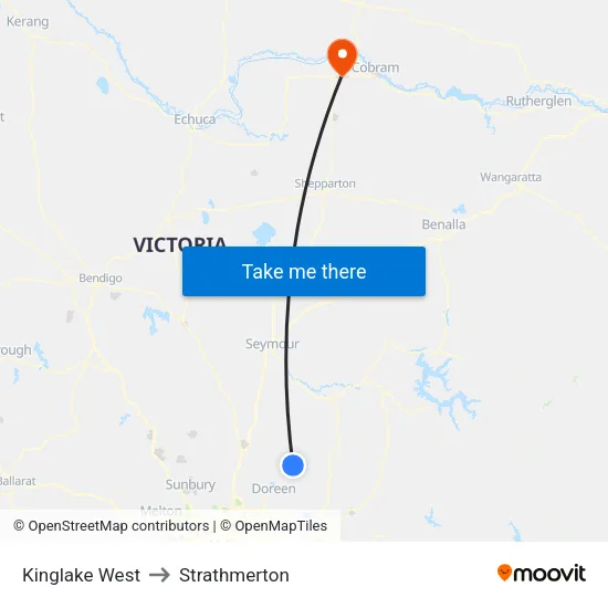 Kinglake West to Strathmerton map