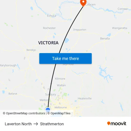 Laverton North to Strathmerton map