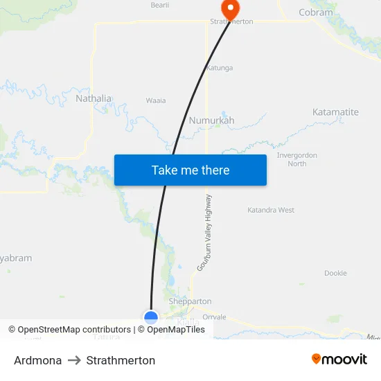 Ardmona to Strathmerton map