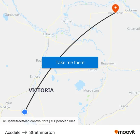 Axedale to Strathmerton map