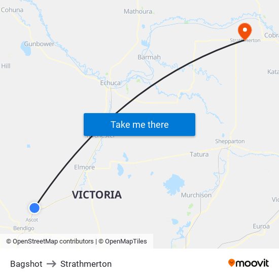 Bagshot to Strathmerton map