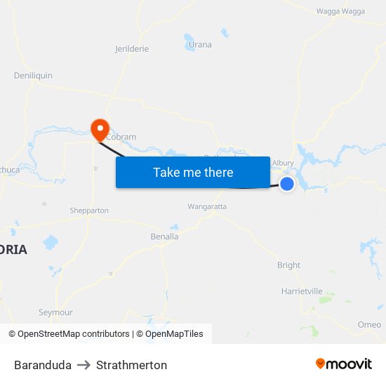 Baranduda to Strathmerton map