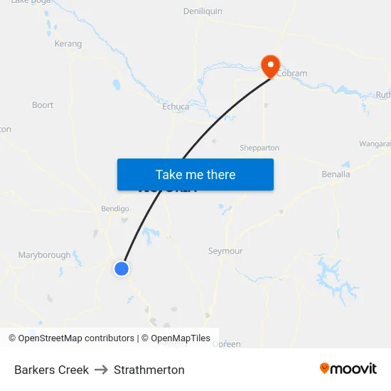 Barkers Creek to Strathmerton map