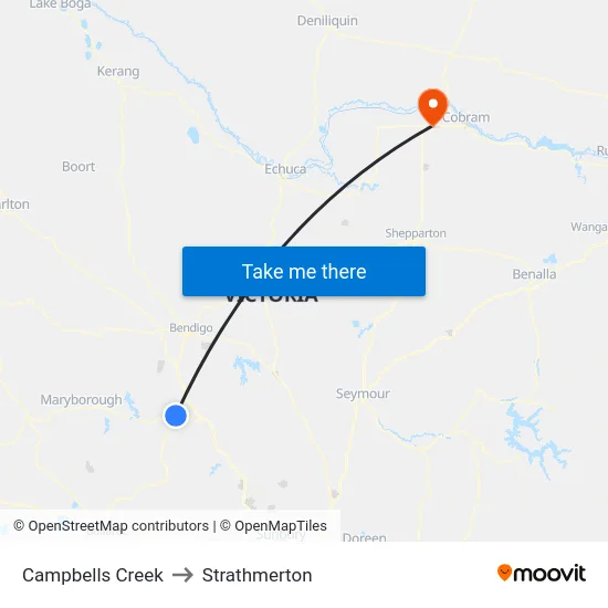 Campbells Creek to Strathmerton map
