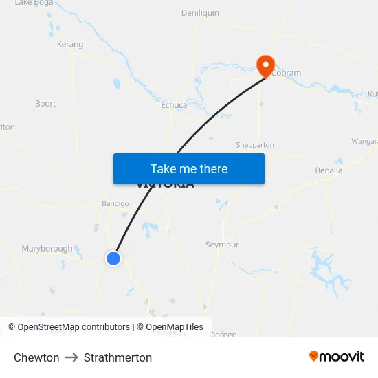 Chewton to Strathmerton map