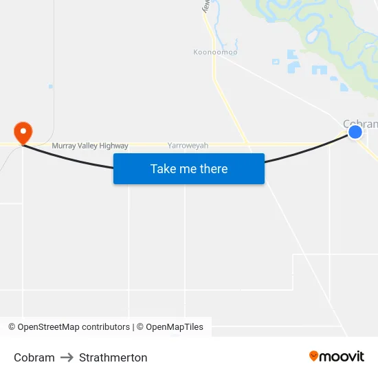 Cobram to Strathmerton map