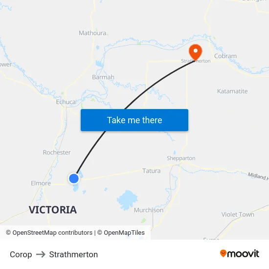 Corop to Strathmerton map