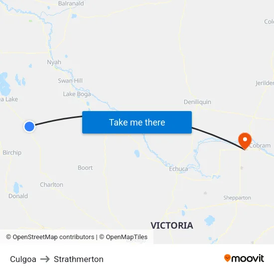 Culgoa to Strathmerton map
