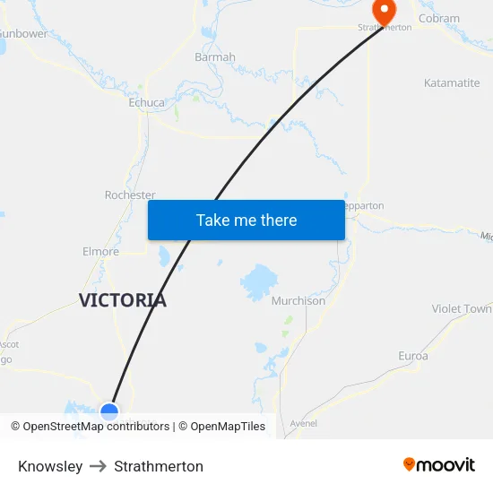 Knowsley to Strathmerton map