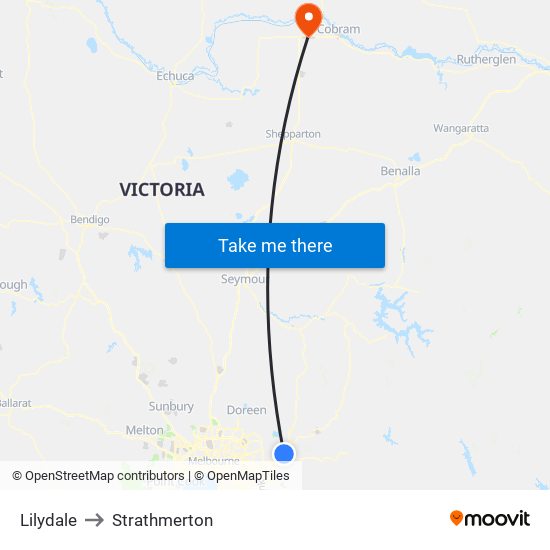 Lilydale to Strathmerton map