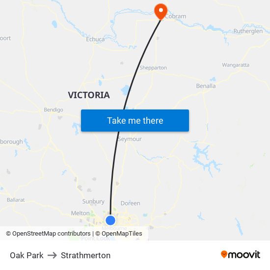 Oak Park to Strathmerton map