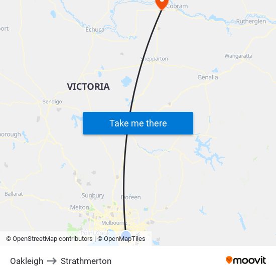 Oakleigh to Strathmerton map