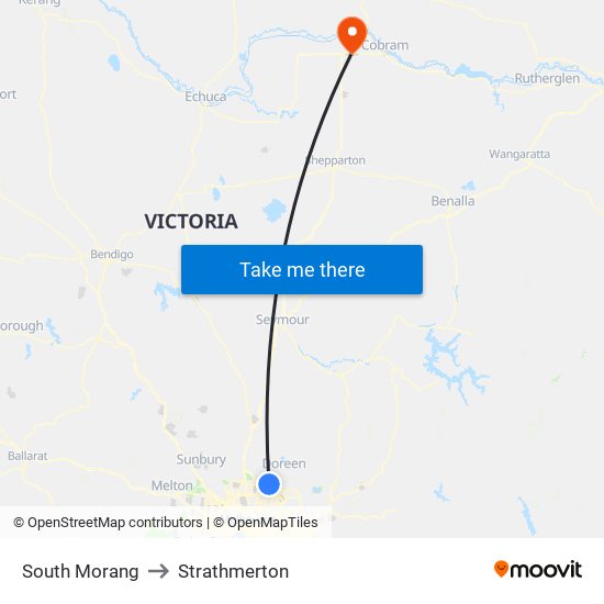 South Morang to Strathmerton map